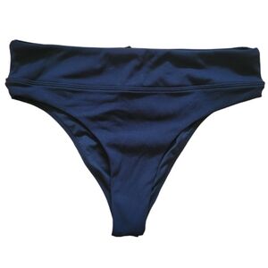 Tropik Black Ribbed Cheeky High Leg Lined Bikini Bottom, Size XS